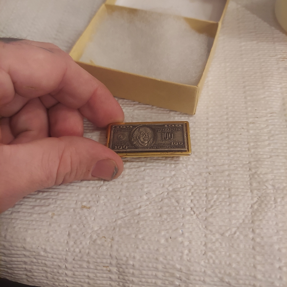 Vintage 100 dollar money clip gold plated